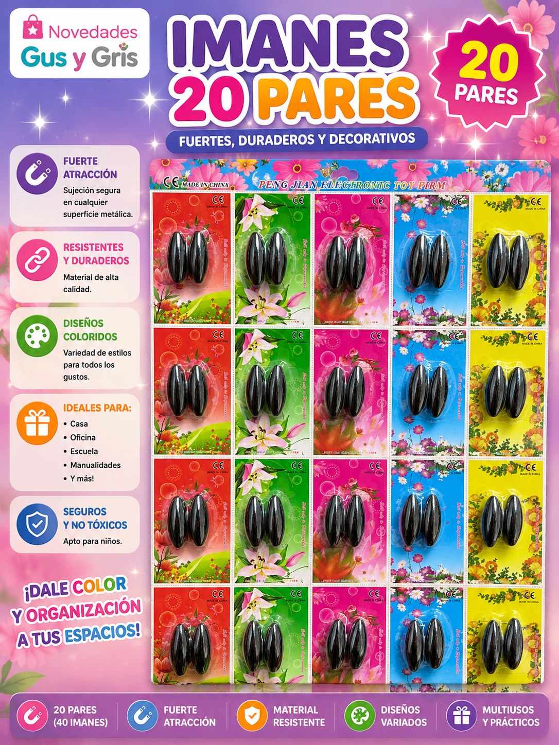 planilla iman con 20 pares