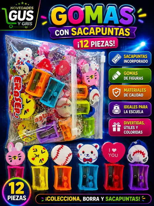 goma bolsa 2 gomas 2 sacas con 12 piezas