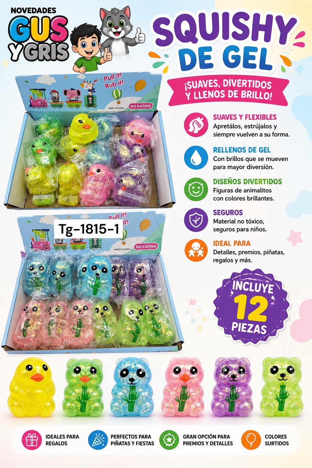squisy gel pato y panda