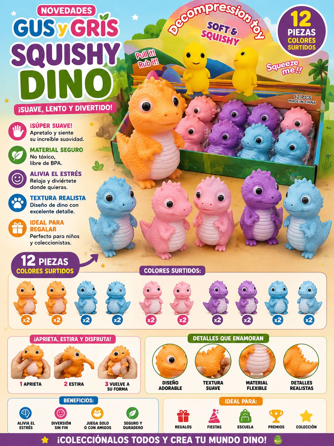 squisy dino pastel con 12   jf-s188