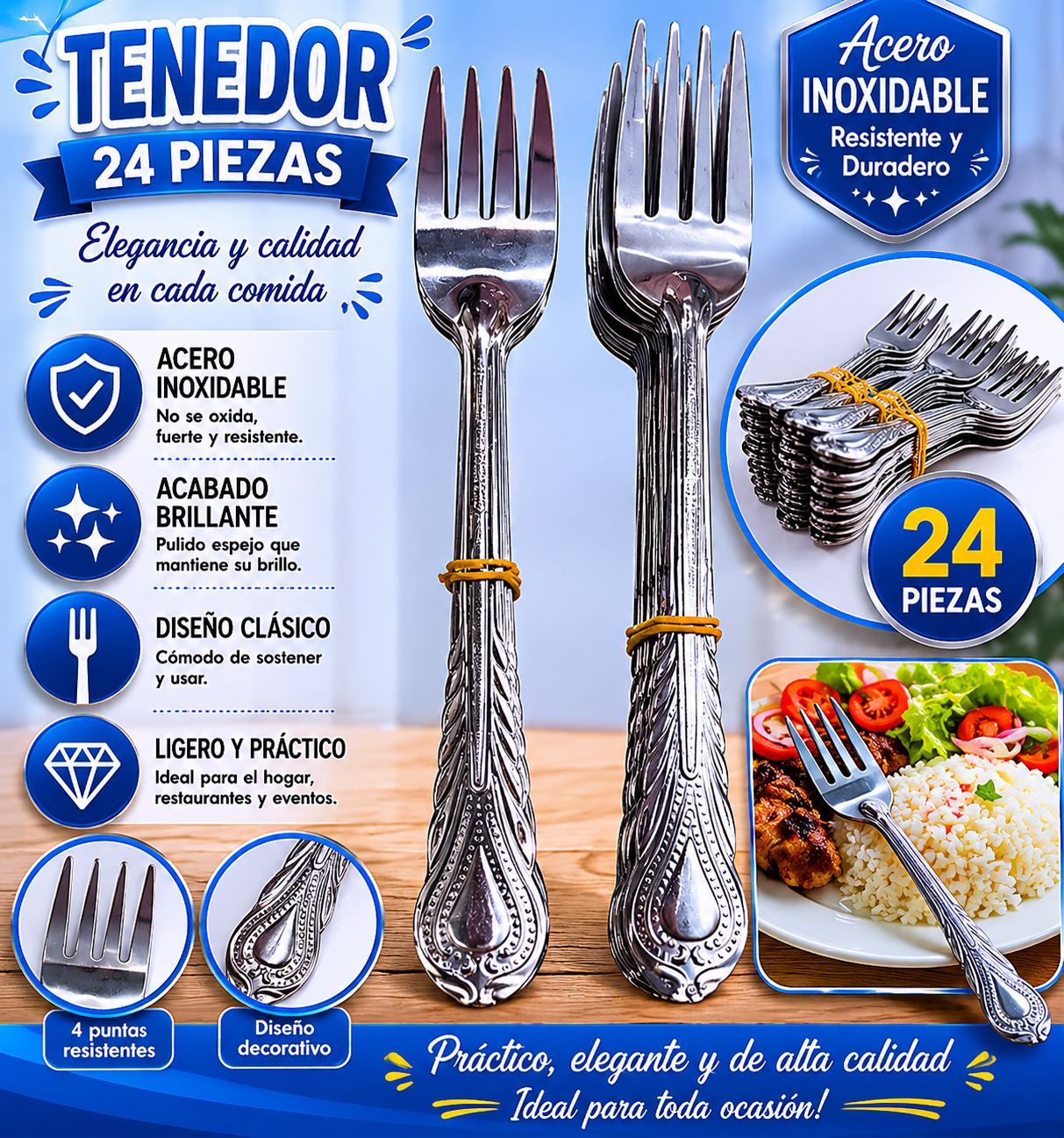 Tenedor Con 24 Pzas