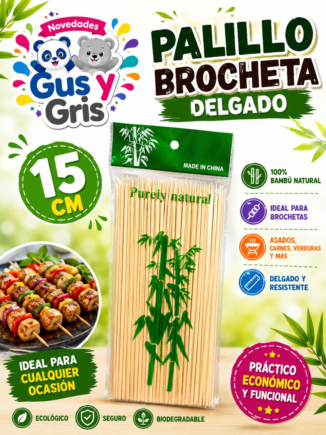 Palillo brocheta mini 15cm
