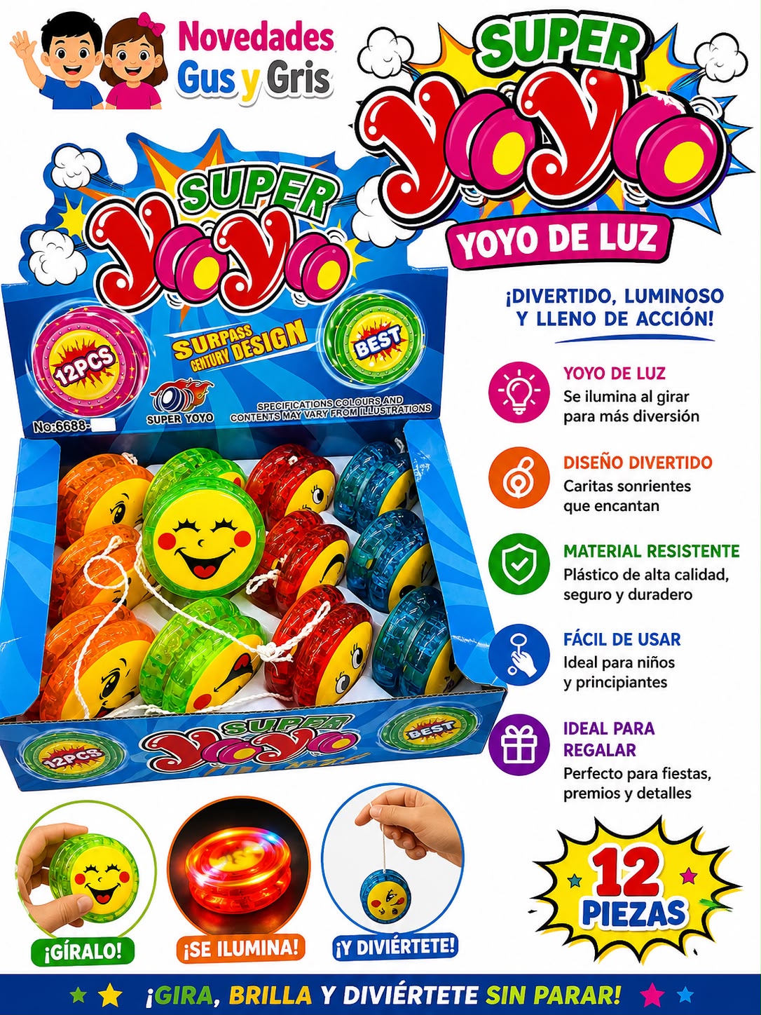yoyo de luz con 12 piezas