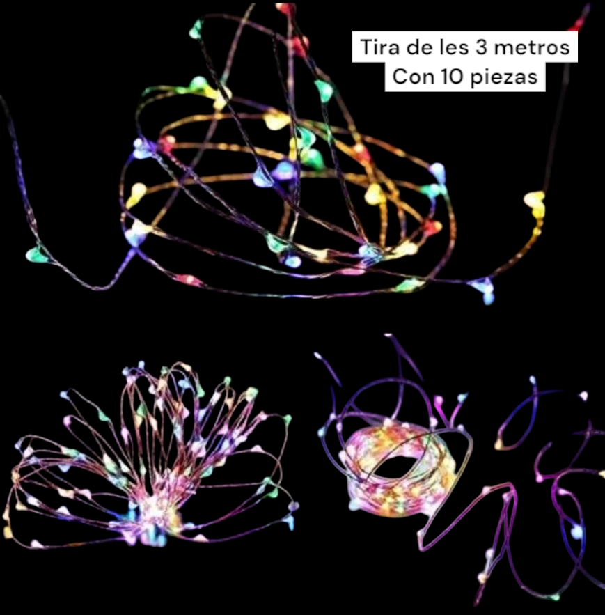 Tira led 3 Metros colores Con 10