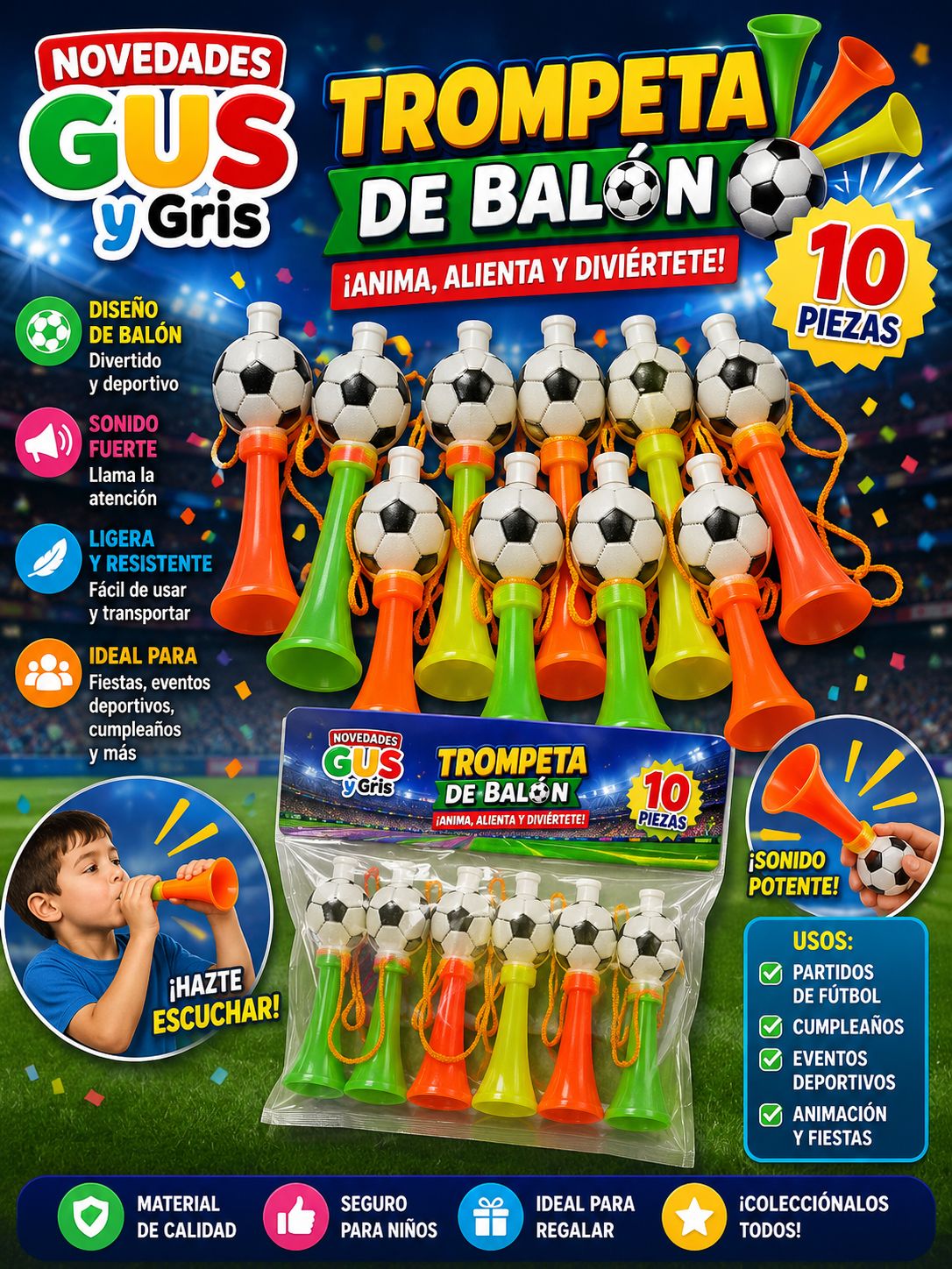 Trompeta balon con 10 pz